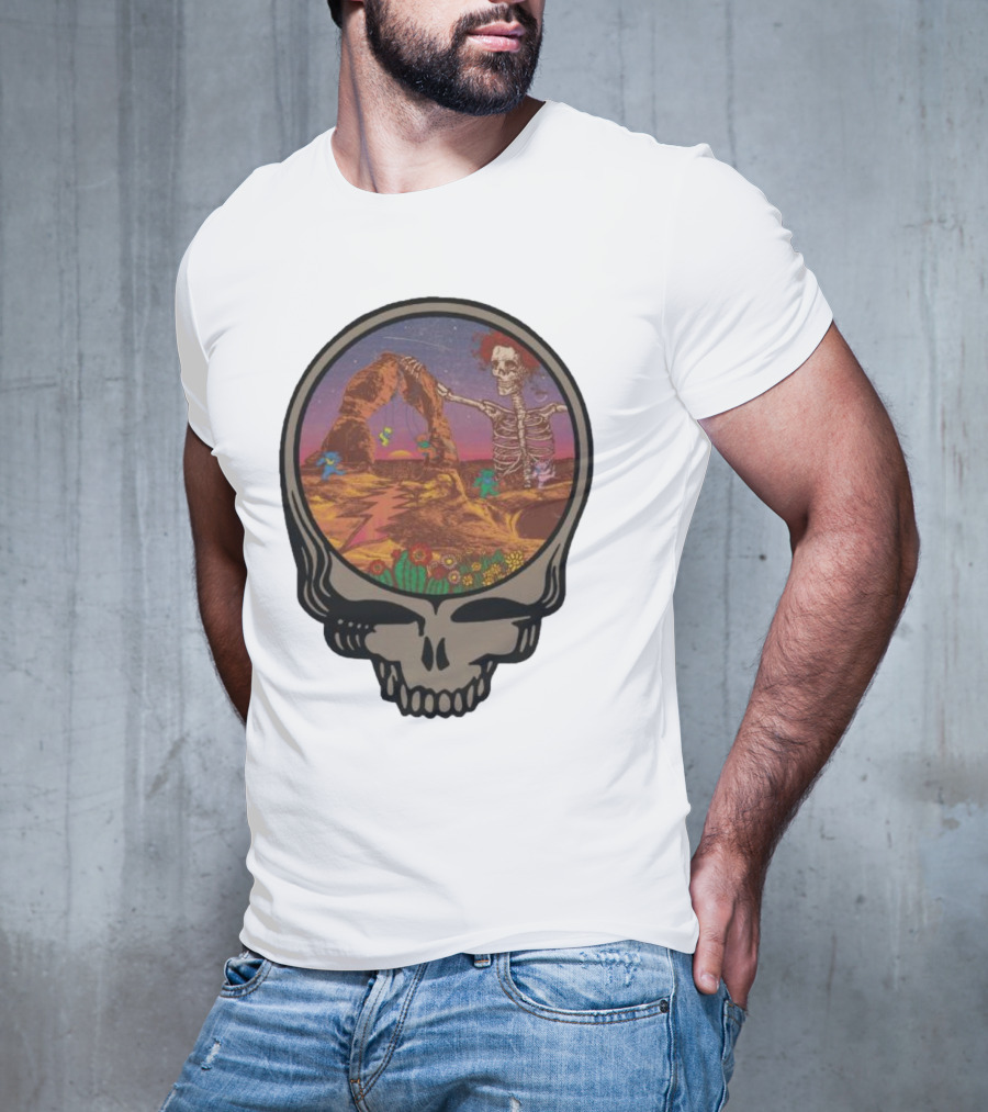Grateful Dead Skull And Skeleton In Moab Desert Scene T-Shirt