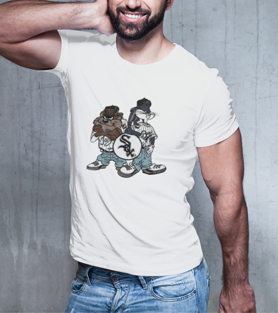Chicago White Sox Looney Tunes Taz And Bugs Bunny Baseball Characters T-Shirt