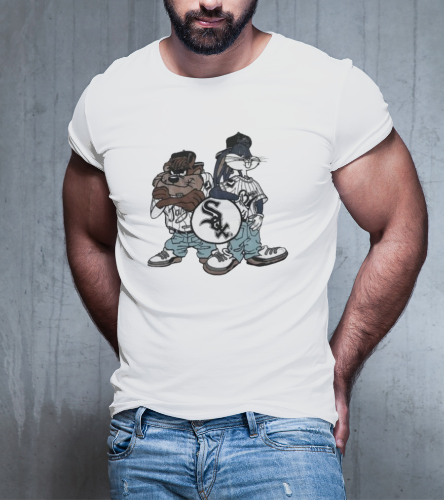 Chicago White Sox Looney Tunes Taz And Bugs Bunny Baseball Characters T-Shirt