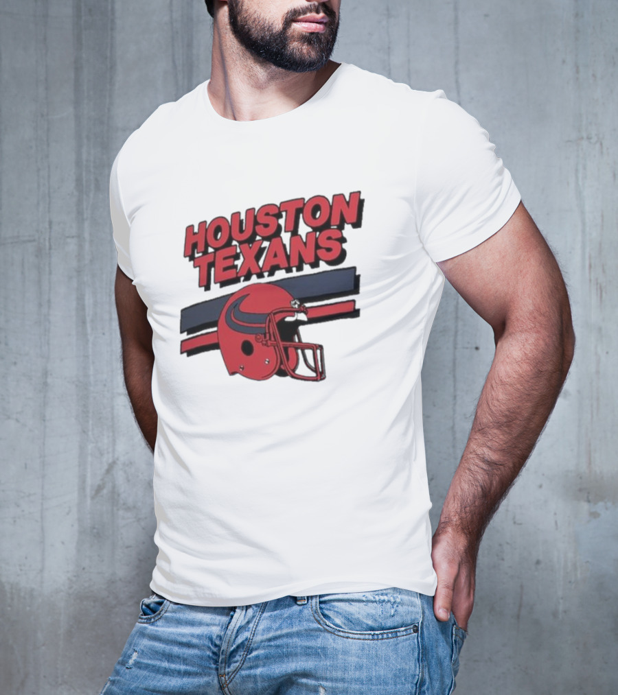 Houston Texans Vintage Helmet Stripes Retro Homage T-Shirt