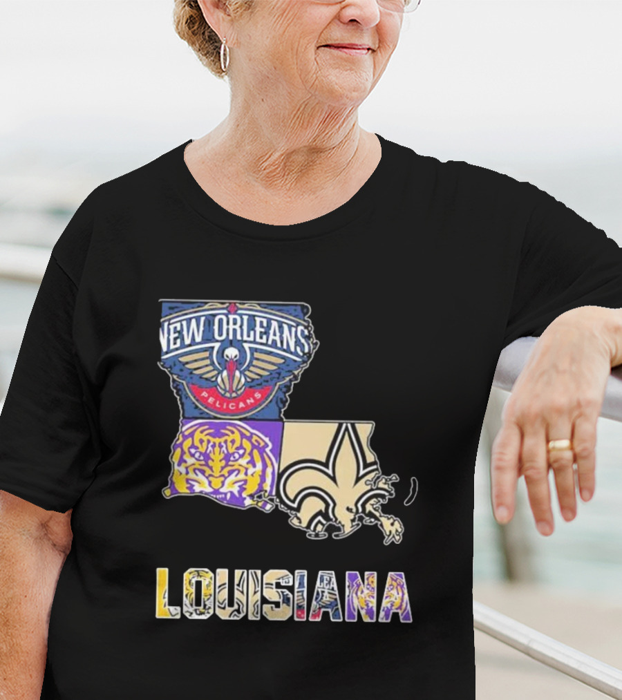 New Orleans Pelicans LSU Tigers New Orleans Saints Louisiana Pride T-Shirt