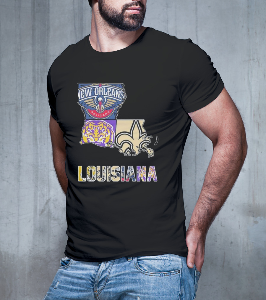 New Orleans Pelicans LSU Tigers New Orleans Saints Louisiana Pride T-Shirt