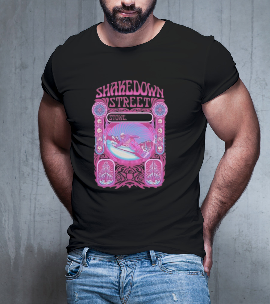 Shakedown Street Stowe Vermont Psychedelic Snowboarder Retro T-Shirt