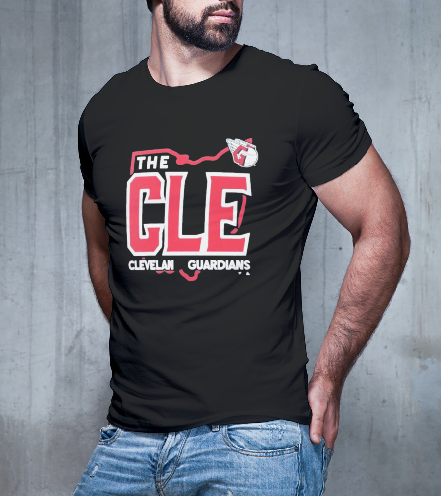 Cleveland Guardians The CLE 216 Map Logo Winged Baseball Emblem T-Shirt
