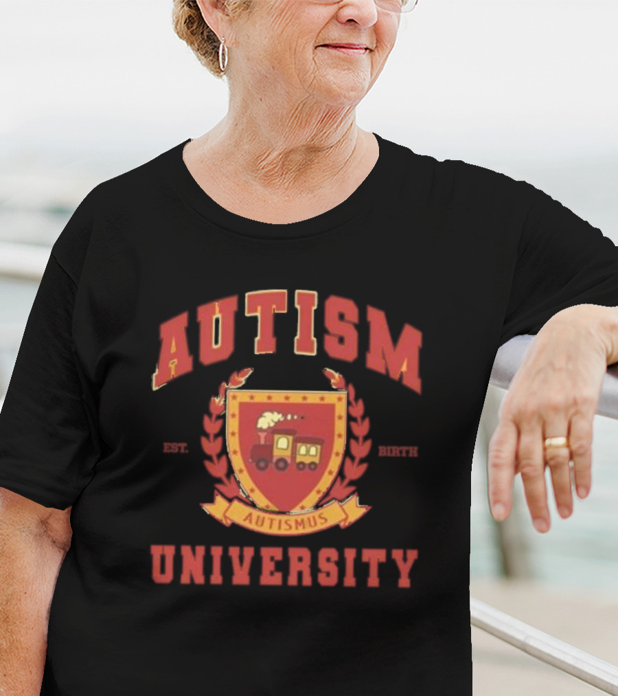 Autism University Est Birth Autismus Crest Train Emblem T-Shirt