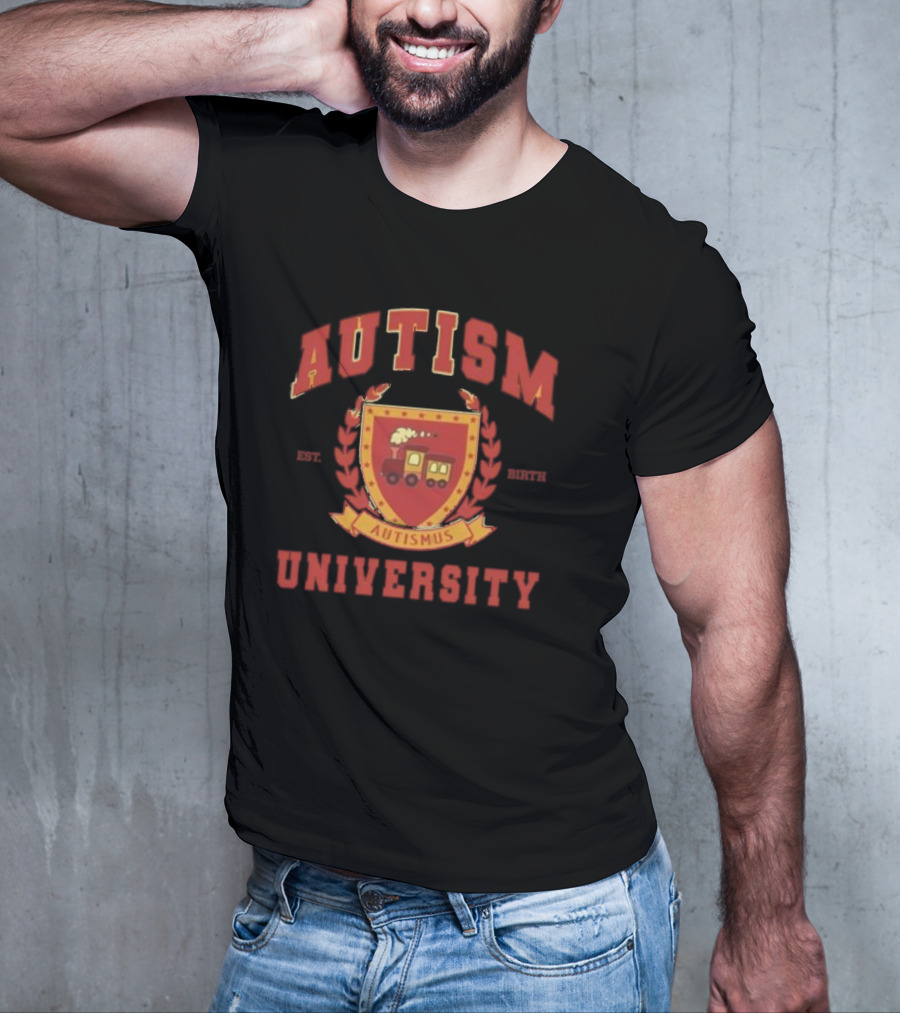 Autism University Est Birth Autismus Crest Train Emblem T-Shirt