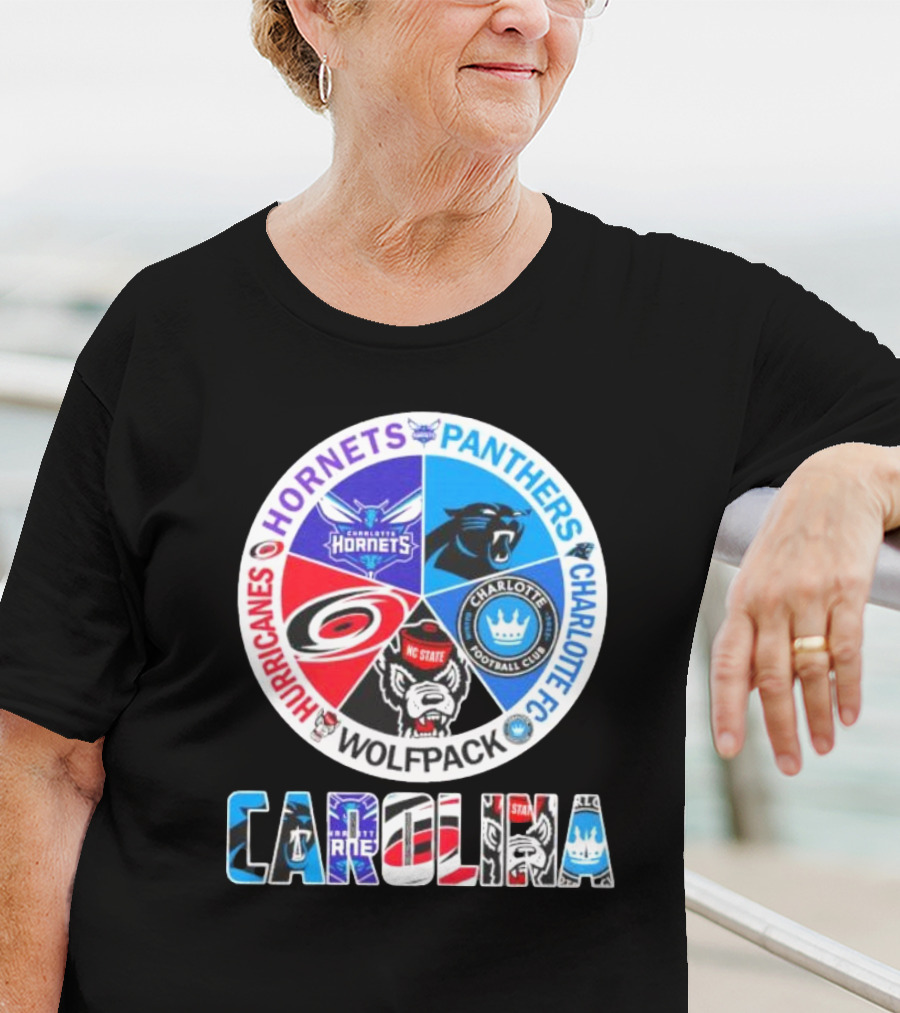 Carolina Panthers Hornets Hurricanes Wolfpack Charlotte FC Sports Teams T-Shirt