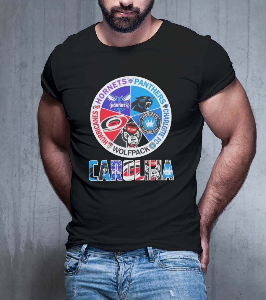 Carolina Panthers Hornets Hurricanes Wolfpack Charlotte FC Sports Teams T-Shirt