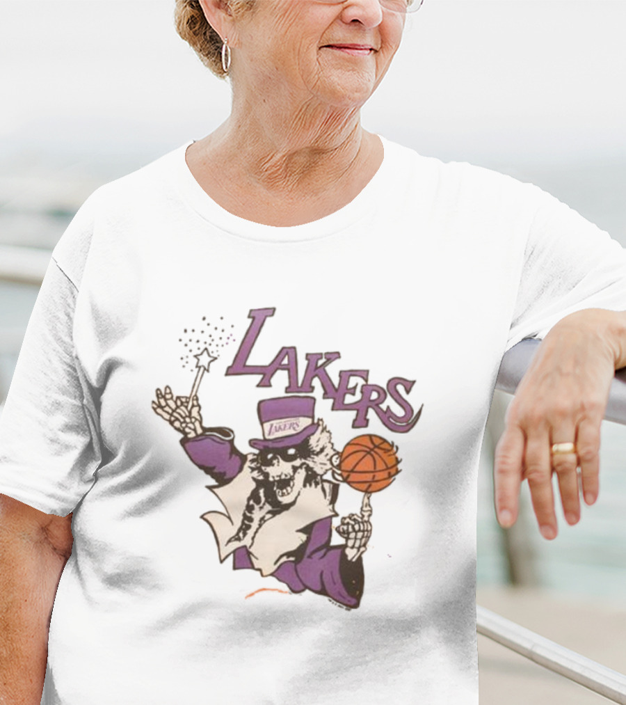 NBA Grateful Dead Lakers Skeleton Basketball T-Shirt