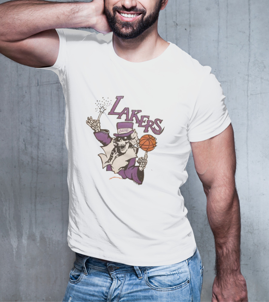 NBA Grateful Dead Lakers Skeleton Basketball T-Shirt