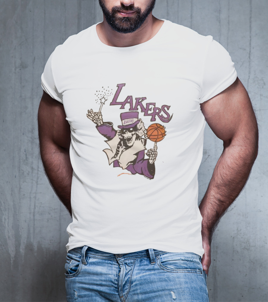 NBA Grateful Dead Lakers Skeleton Basketball T-Shirt
