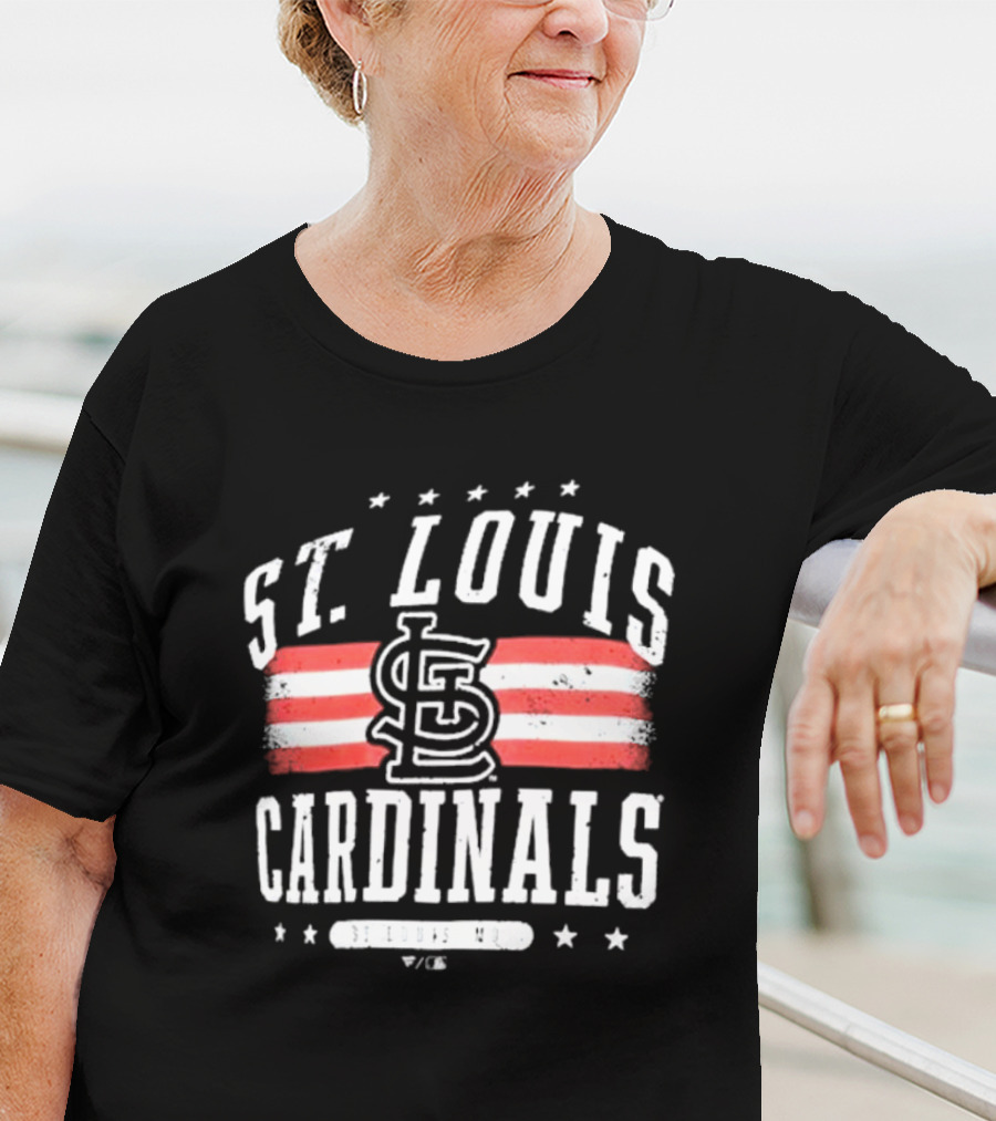 St. Louis Cardinals Americana Big And Tall Stars And Stripes Logo With St. Louis MO T-Shirt
