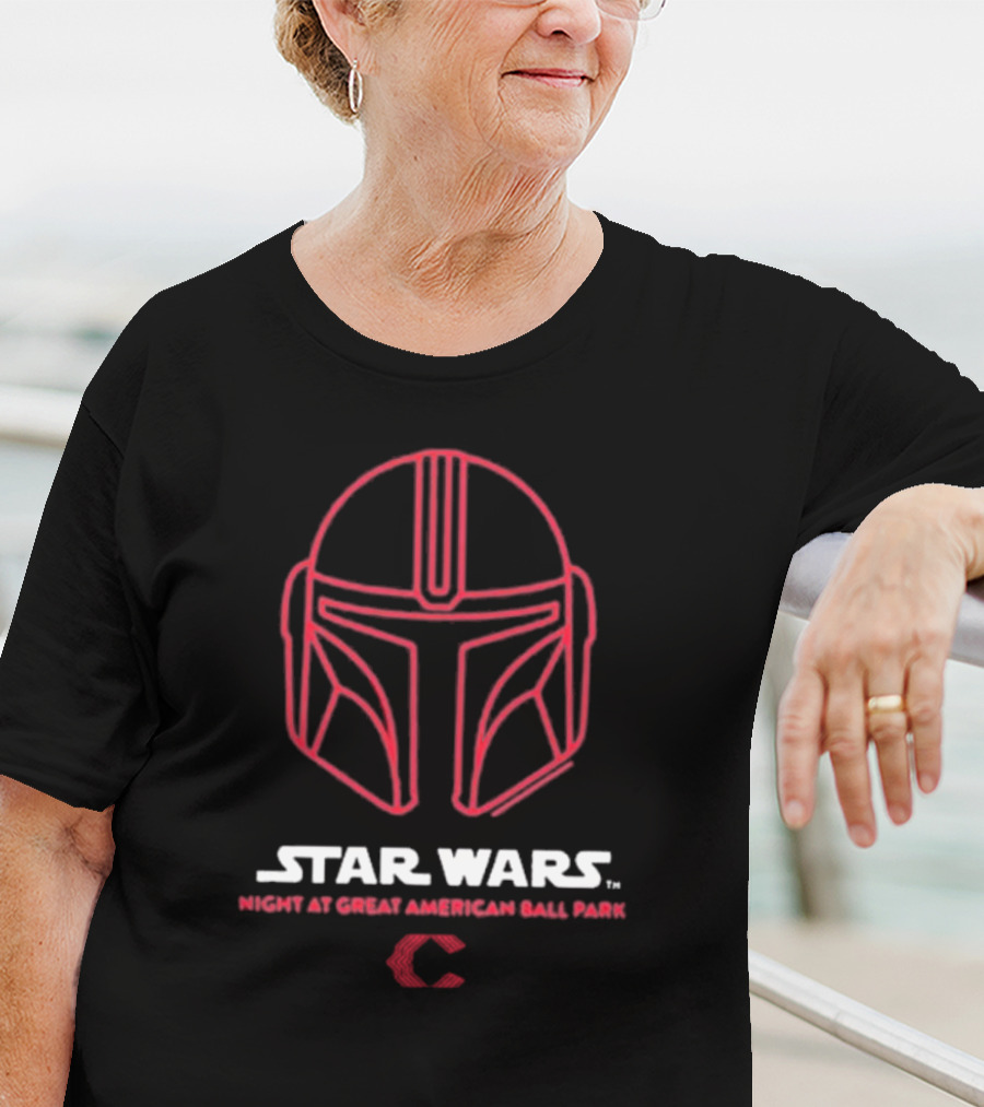 Star Wars Night At Great American Ball Park Mandalorian Helmet Reds T-Shirt