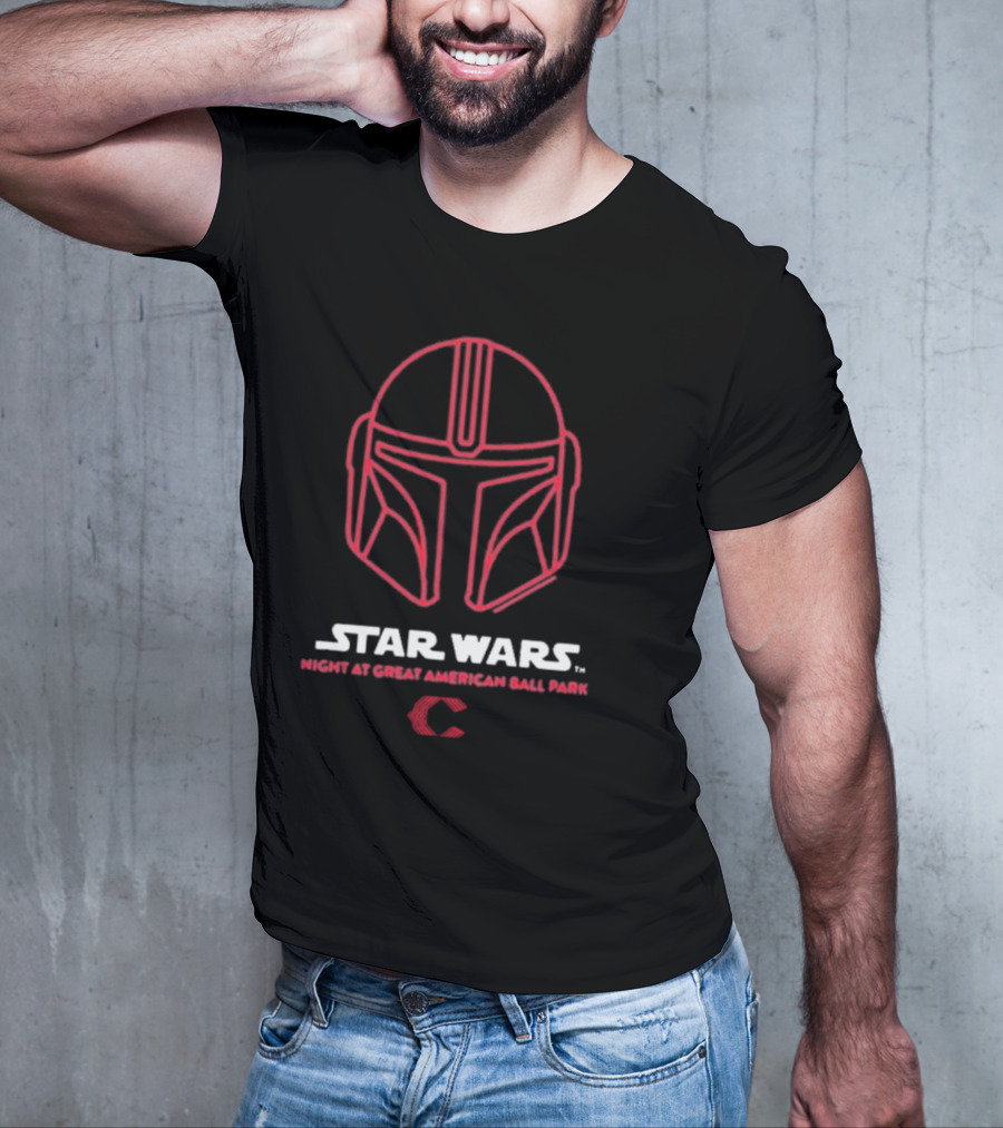 Star Wars Night At Great American Ball Park Mandalorian Helmet Reds T-Shirt
