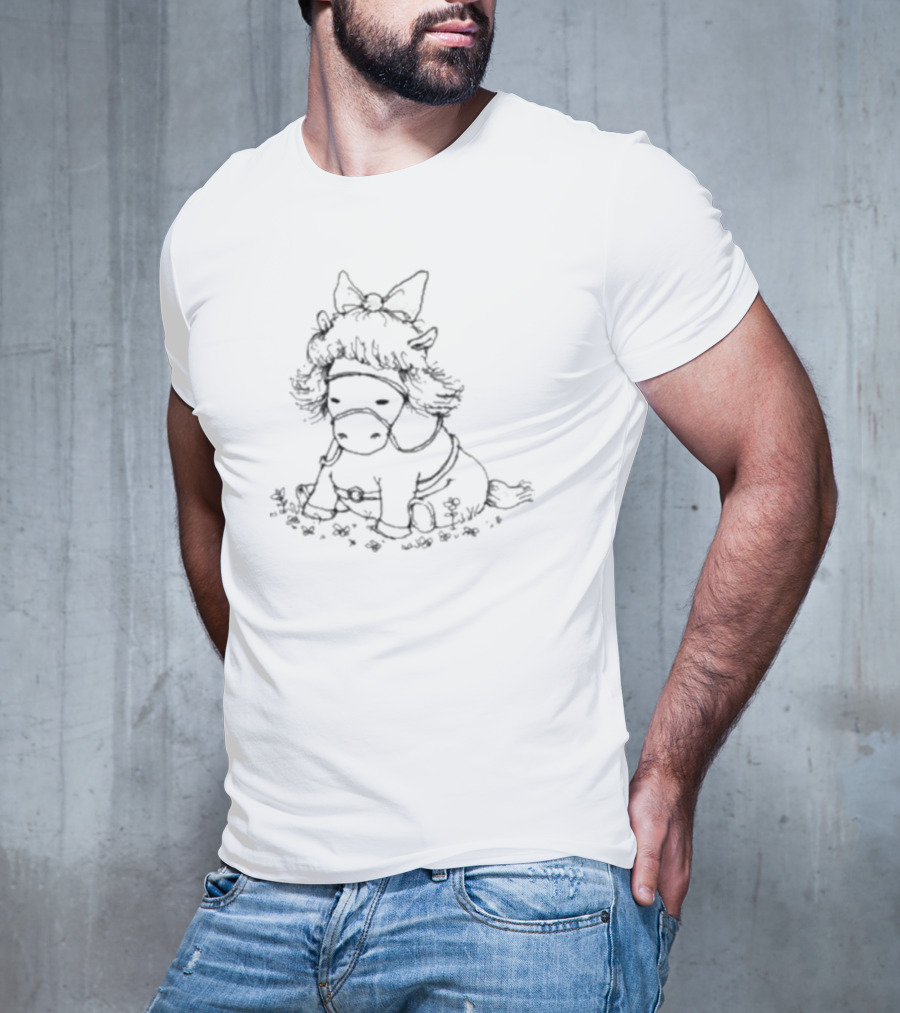 Princess Puddles Cute Pony In Flowers With Big Bow T-Shirt