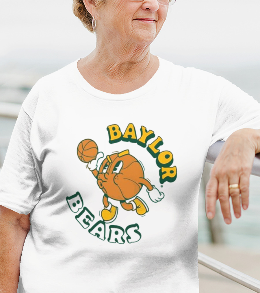 Baylor Bears Basketball Vintage Cartoon Logo Youth Green T-Shirt