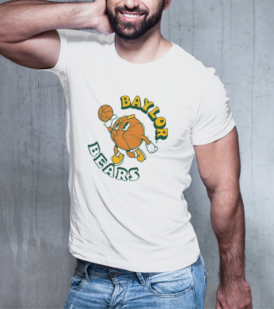 Baylor Bears Basketball Vintage Cartoon Logo Youth Green T-Shirt