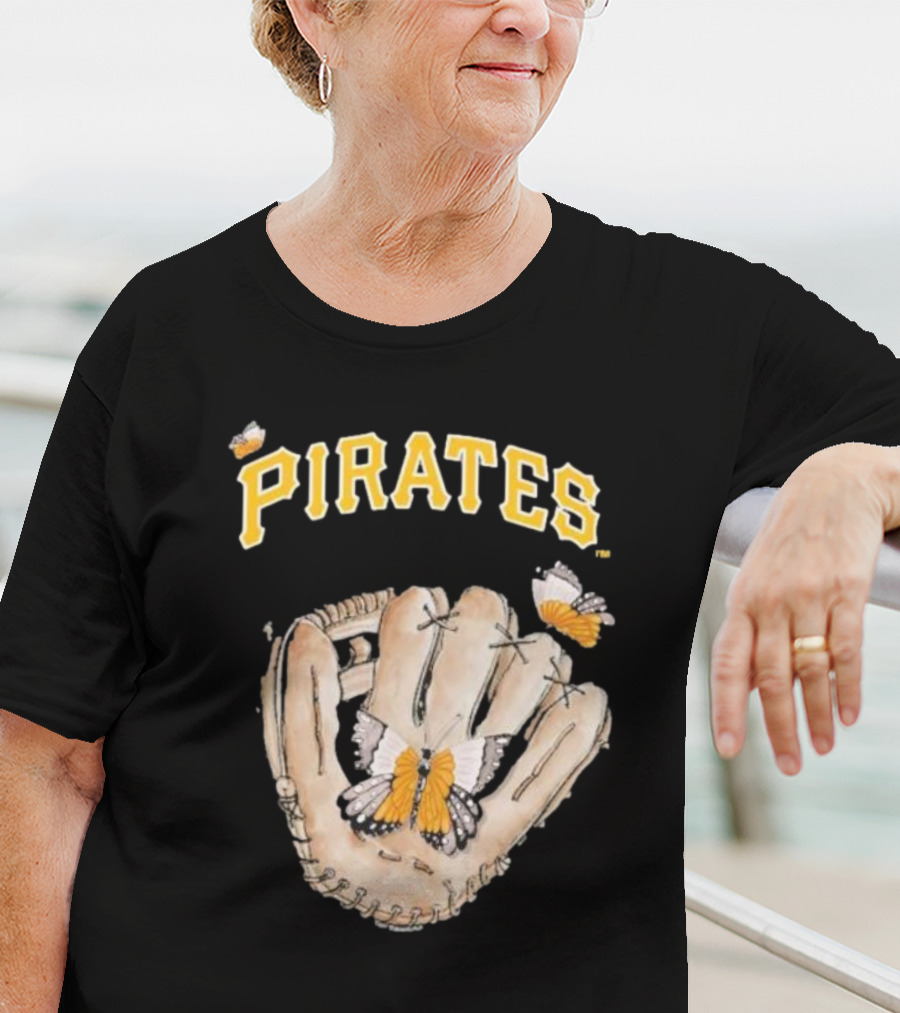 Pittsburgh Pirates Toddler Butterfly Baseball Glove Tiny Turnip T-Shirt