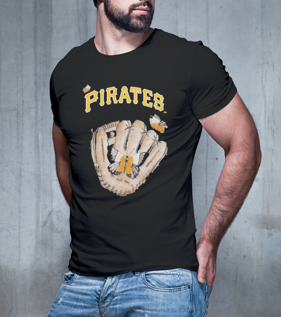 Pittsburgh Pirates Toddler Butterfly Baseball Glove Tiny Turnip T-Shirt
