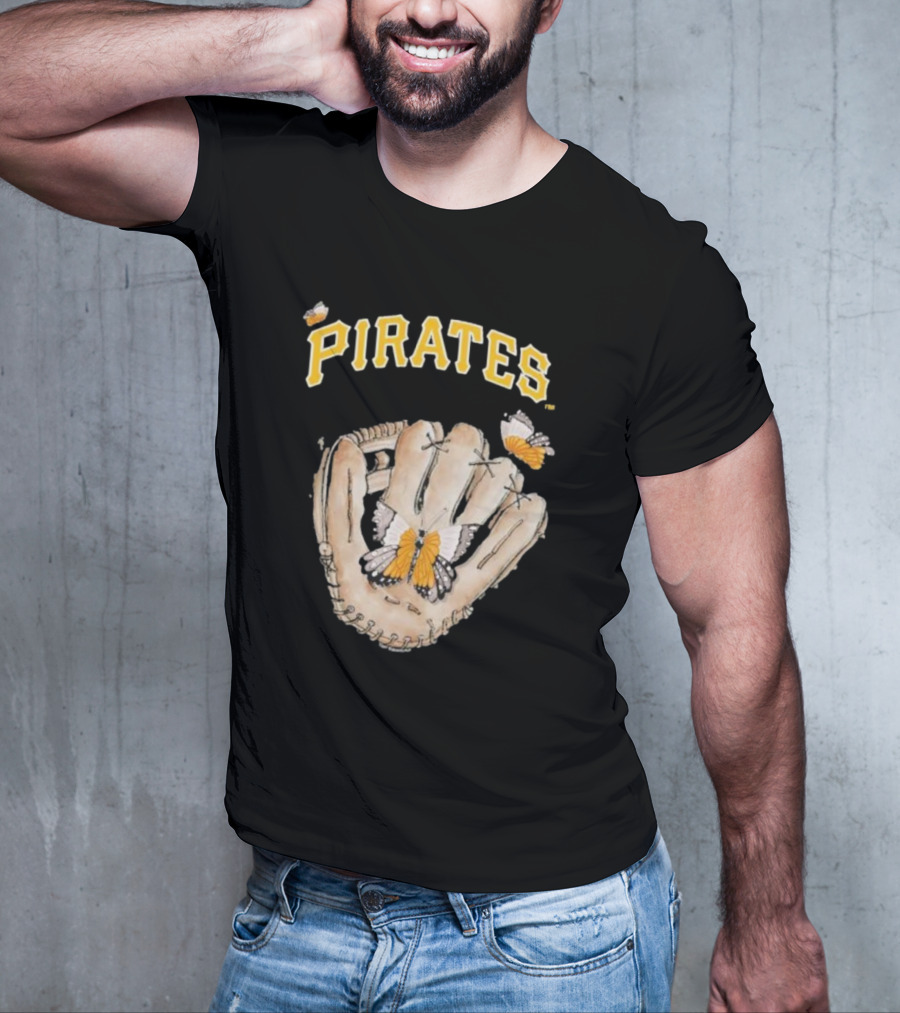 Pittsburgh Pirates Toddler Butterfly Baseball Glove Tiny Turnip T-Shirt