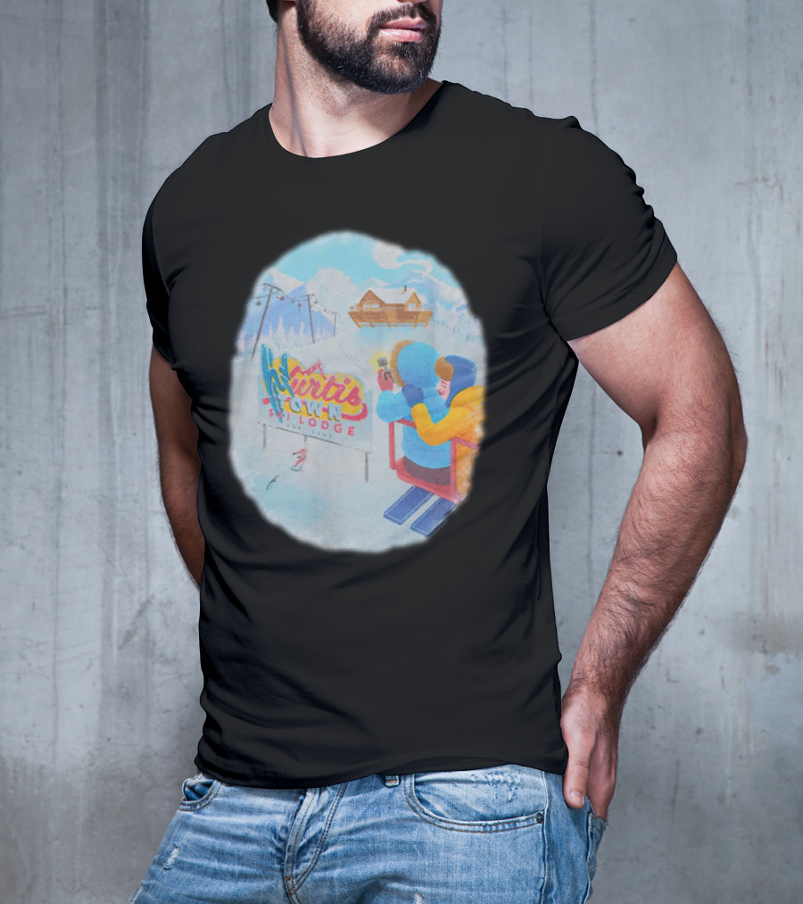 Kurtis Town Ski Lodge Winter Scene Chairlift Adventure T-Shirt