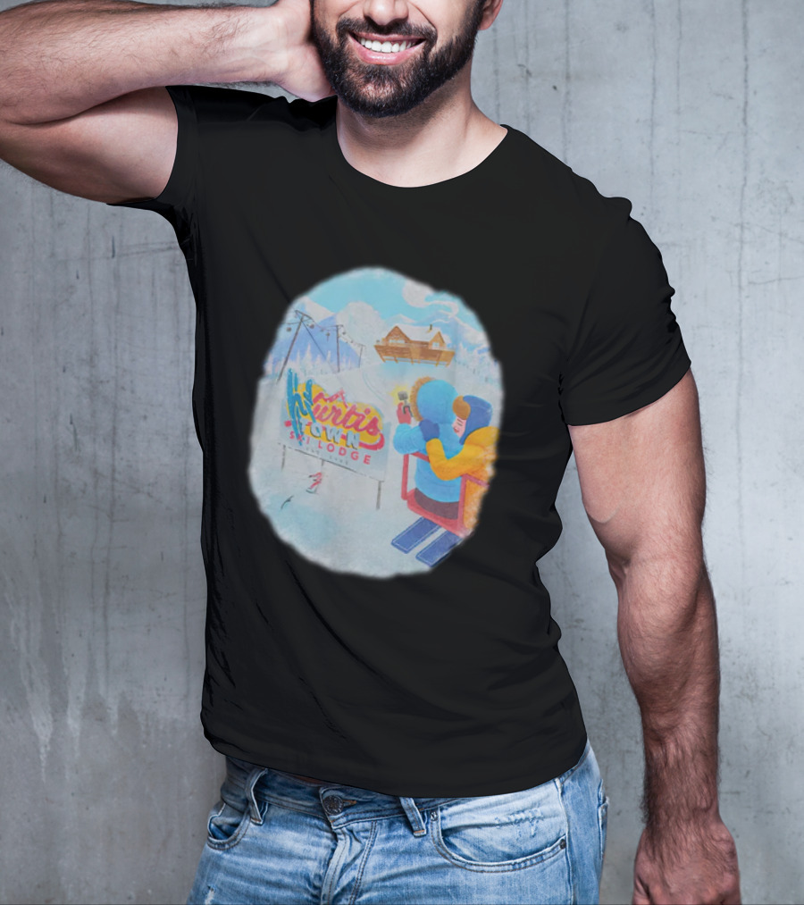 Kurtis Town Ski Lodge Winter Scene Chairlift Adventure T-Shirt