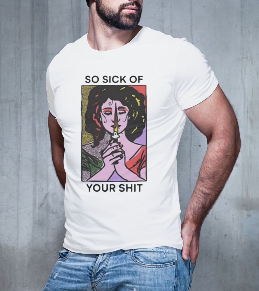 So Sick Of Your Shit Woman Holding Knife Colorful Pop T-Shirt