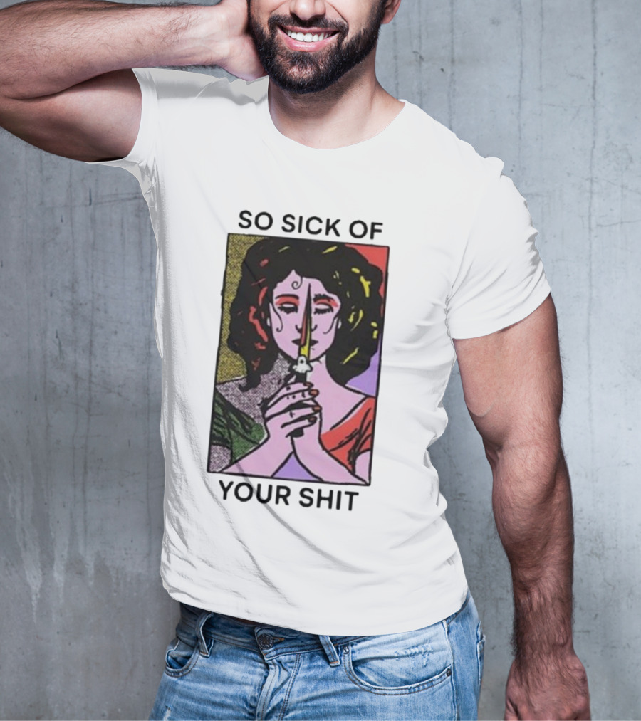 So Sick Of Your Shit Woman Holding Knife Colorful Pop T-Shirt