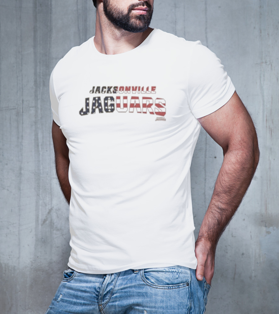 Jacksonville Jaguars Stars And Stripes Text ’47 Flag Script Franklin T-Shirt