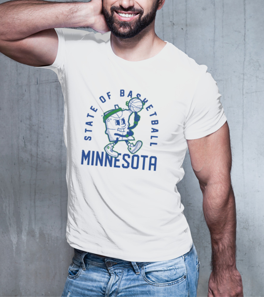 Minnesota State Of Basketball Retro Cartoon T-Shirt