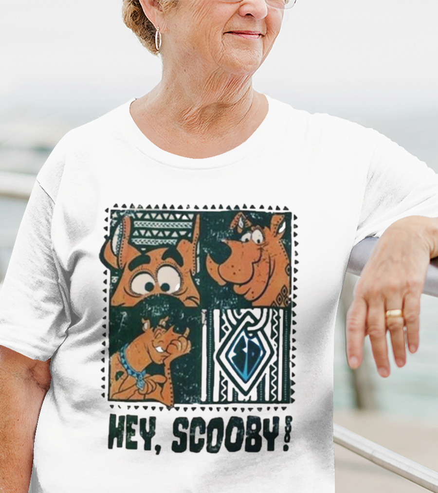 Scooby Doo Hey Scooby With Geometric Patterns And Scooby-Doo Facials T-Shirt