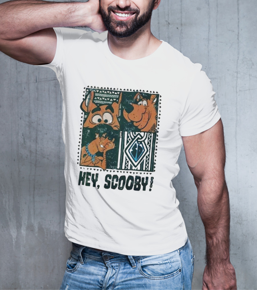 Scooby Doo Hey Scooby With Geometric Patterns And Scooby-Doo Facials T-Shirt