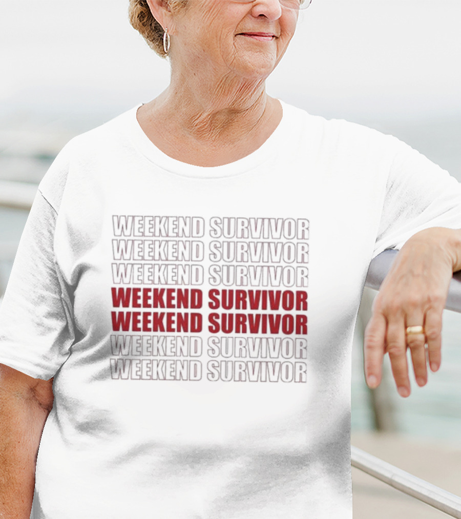 Weekend Survivor Bold Repeated Text T-Shirt