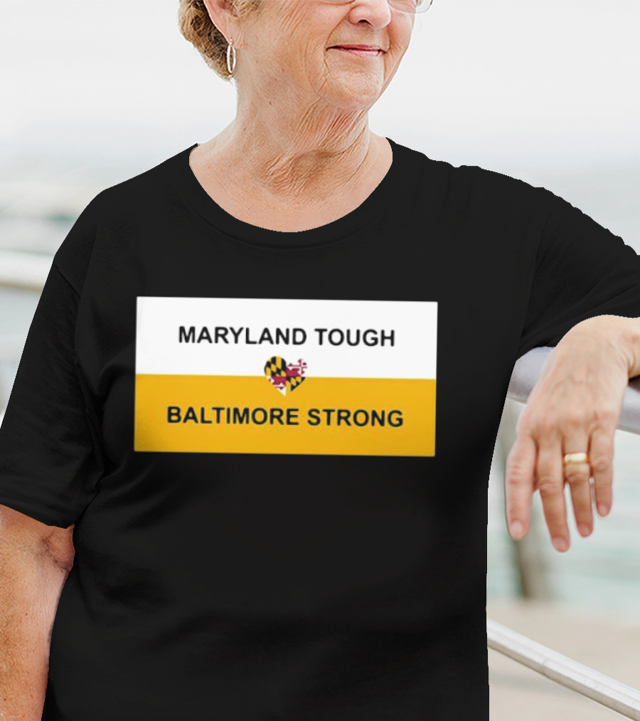 Maryland Tough Baltimore Strong Heart Maryland Flag T-Shirt