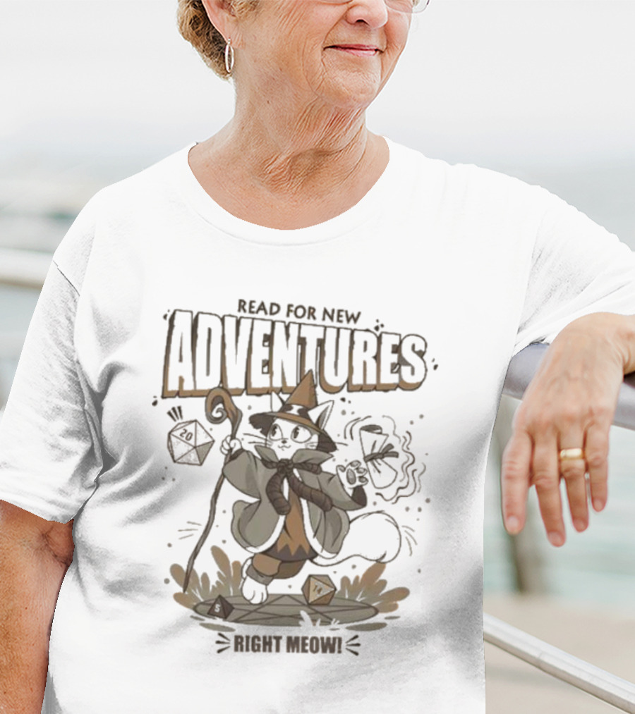 Ready For New Adventures Right Meow Wizard Cat T-Shirt