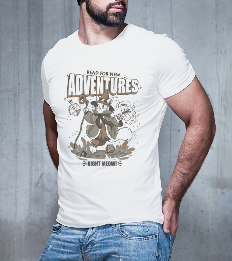 Ready For New Adventures Right Meow Wizard Cat T-Shirt