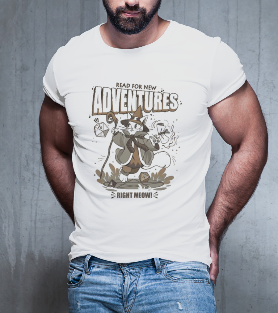 Ready For New Adventures Right Meow Wizard Cat T-Shirt