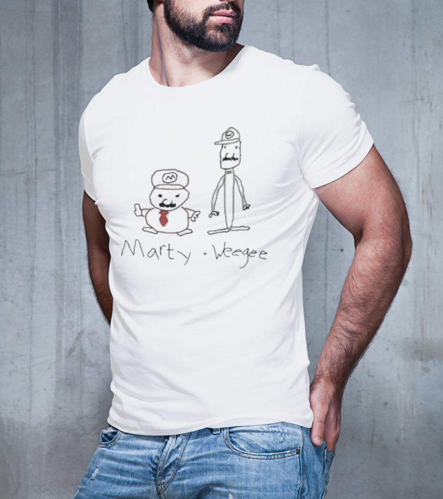 Marty And Weegee Parody Characters With Hats And Mustaches T-Shirt