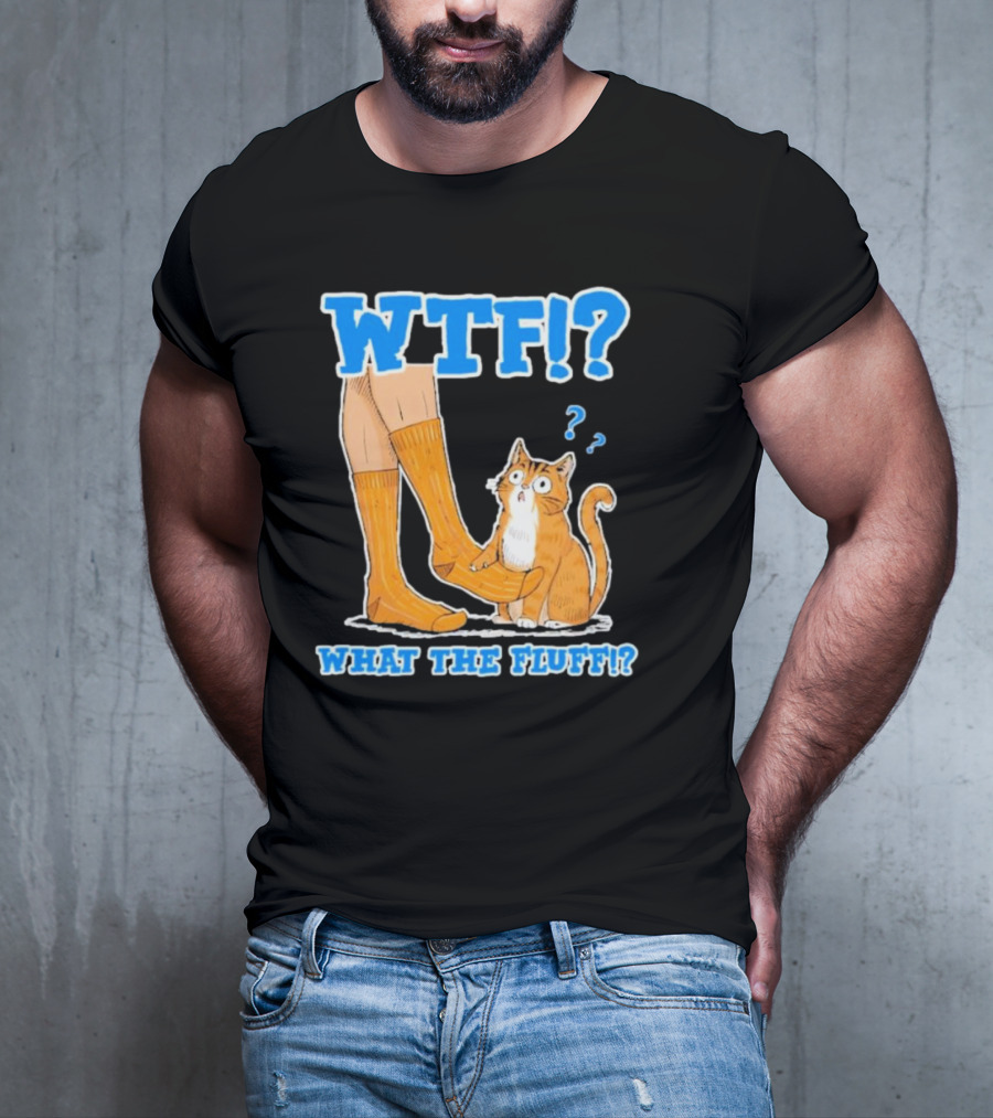 WTF What The Fluff Funny Cat Meme Confused Cat With Socks T-Shirt