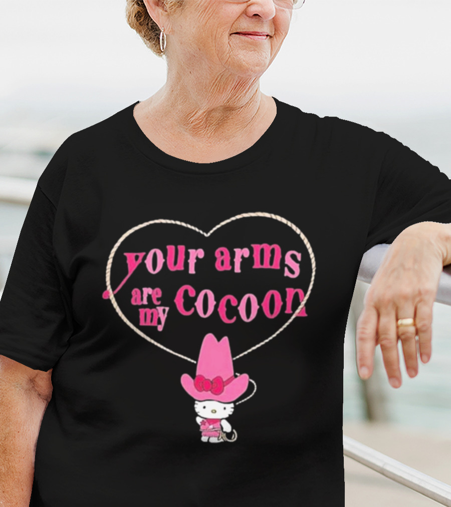 Your Arms Are My Cocoon Hello Kitty Cowboy Hat Rope Heart T-Shirt