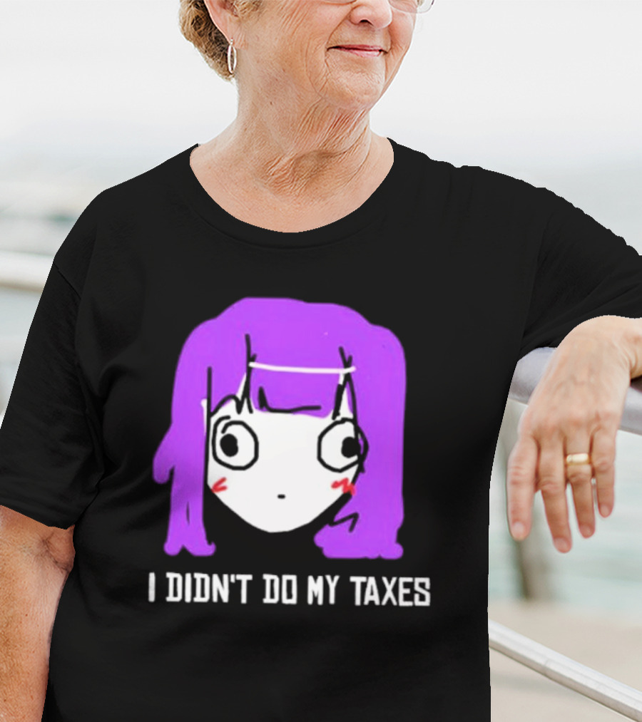 Jusagi Chan I Didn’t Do My Taxes Anime Style Purple Hair Sketch T-Shirt