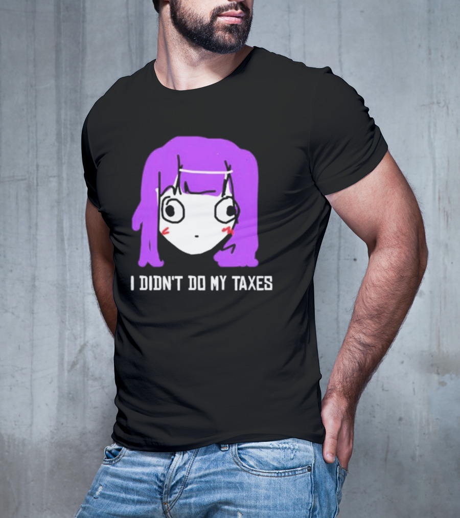Jusagi Chan I Didn’t Do My Taxes Anime Style Purple Hair Sketch T-Shirt