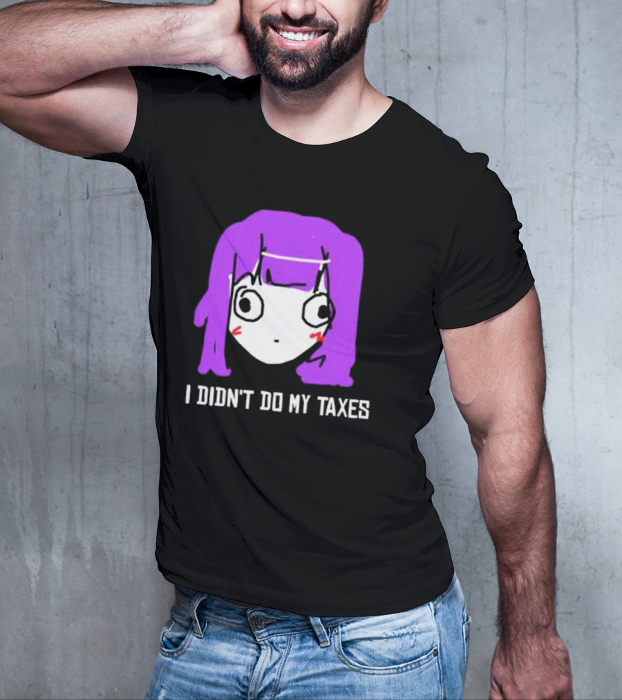 Jusagi Chan I Didn’t Do My Taxes Anime Style Purple Hair Sketch T-Shirt