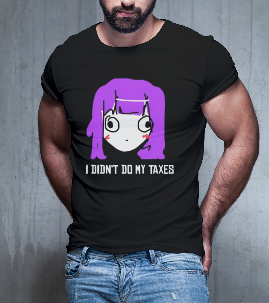 Jusagi Chan I Didn’t Do My Taxes Anime Style Purple Hair Sketch T-Shirt