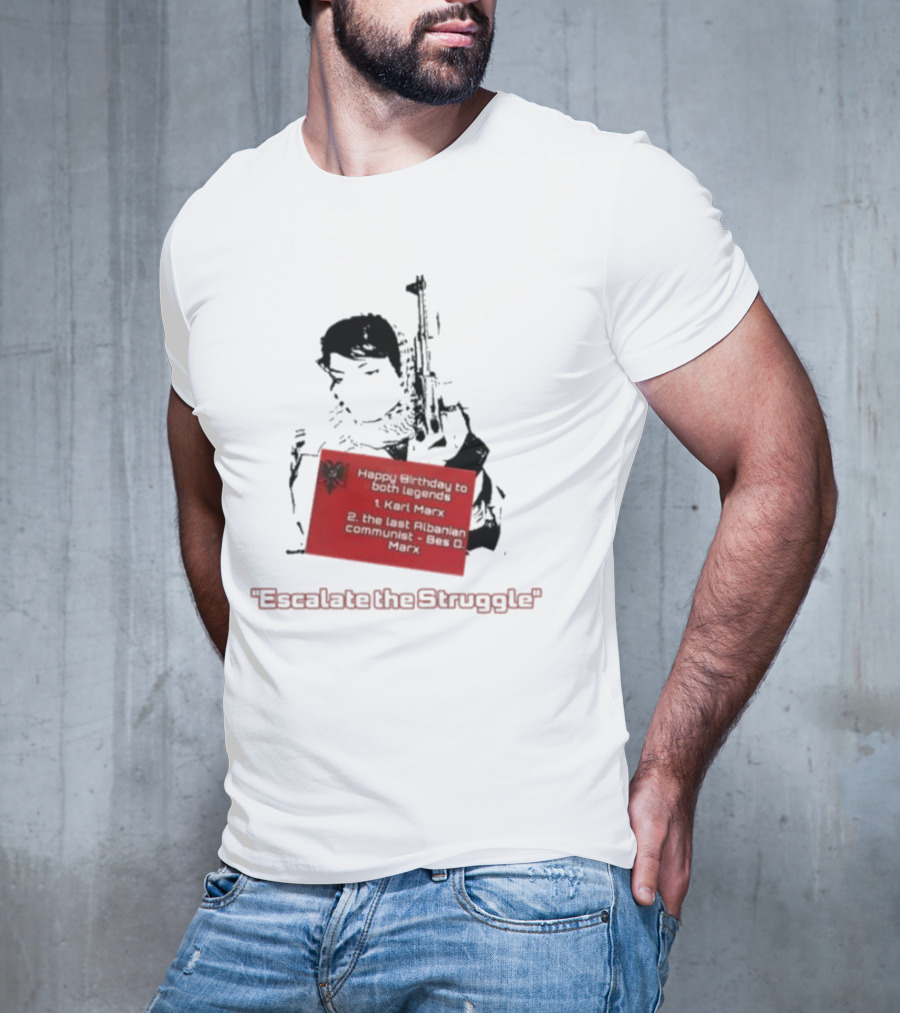 Happy Birthday To Both Legends: 1. Karl Marx 2. The Last Albanian Communist Beq O. Mark Escalate The Struggle T-Shirt
