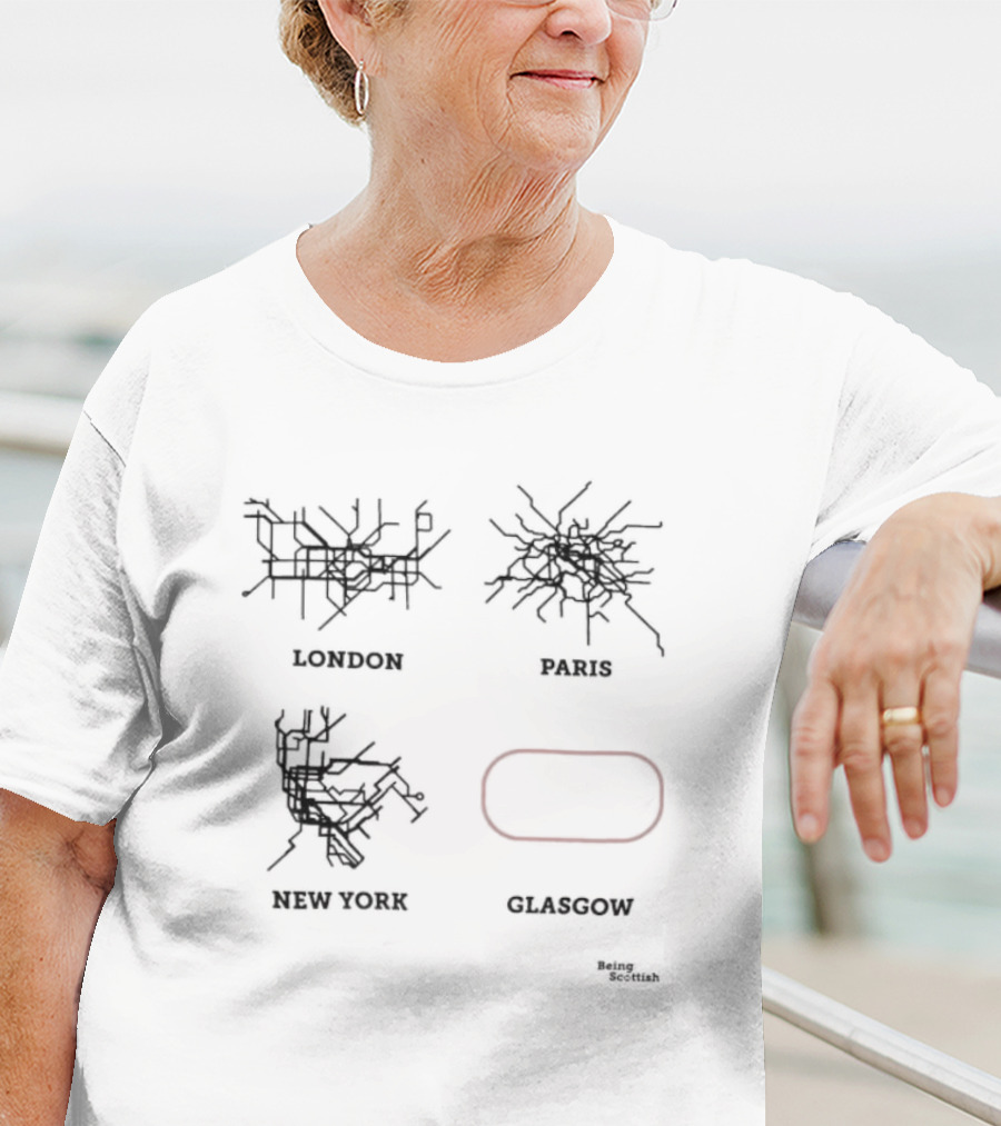 London Paris New York Subway Maps Glasgow Being Scottish T-Shirt