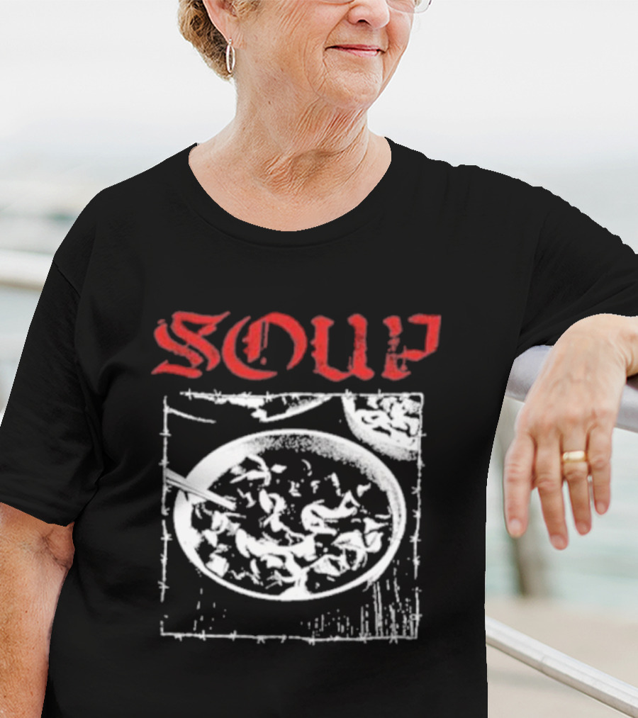 Soup Bowl With Red Hardcore Typography T-Shirt