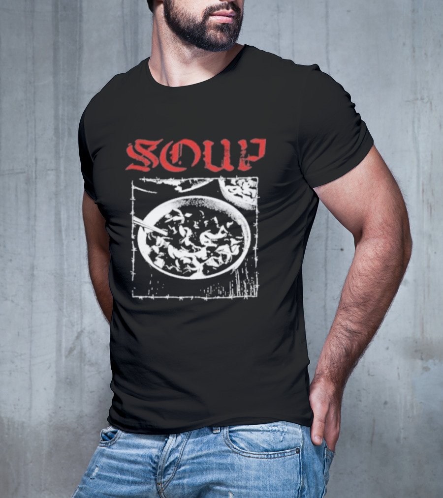 Soup Bowl With Red Hardcore Typography T-Shirt