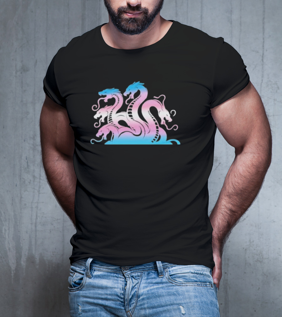 Multi Headed Hydra In Trans Pride Colors T-Shirt