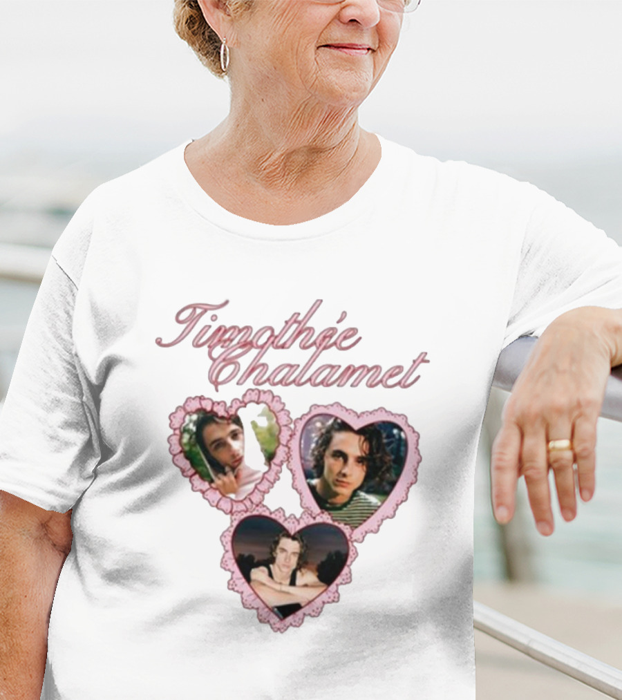 Timothée Chalamet Pink Heart Collage T-Shirt